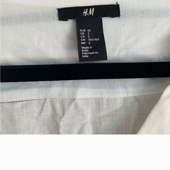 H&M Cotton Striped Beach Dress V Neck Ivory and Blue - Picture 5 of 9